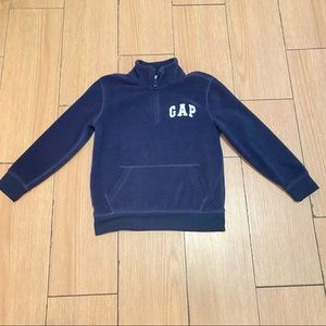 GAP Furry Long sleeve Kids size 10-12 Preppy Collared Navy Blue Zipper Sweater
